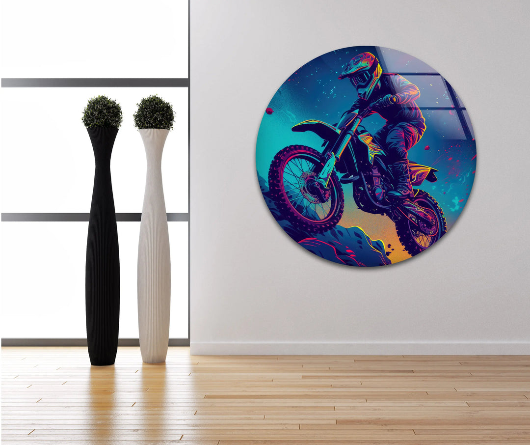 Motorcycle Rider Tempered Glass Wall Art - MyPhotoStation