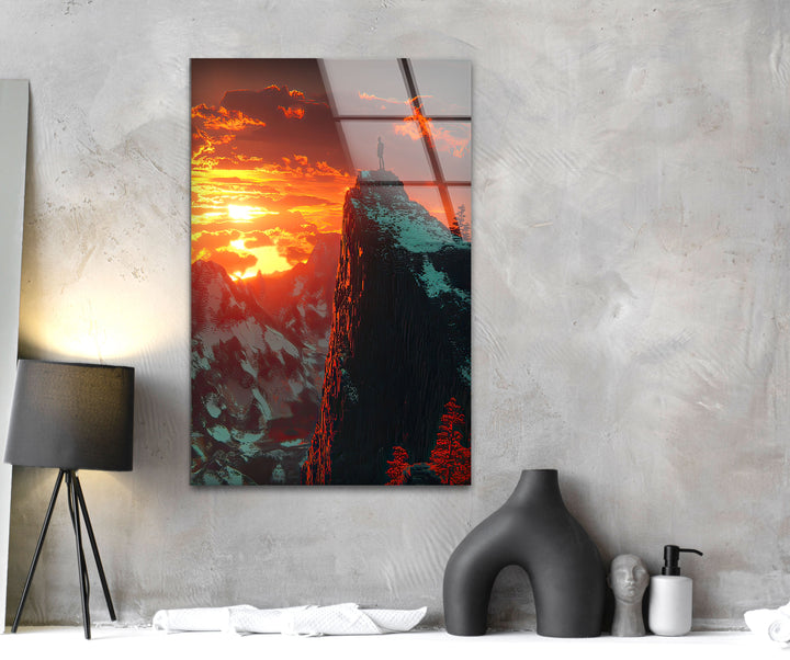 Mountain Peak Glass Wall Art custom glass pictures, glass art prints
