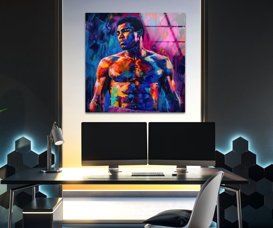 Muhammed Ali Painting Glass Wall Art for Home Decor