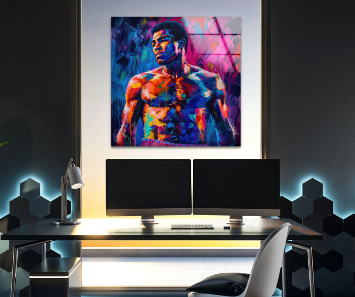 Muhammed Ali Painting Glass Wall Art for Home Decor