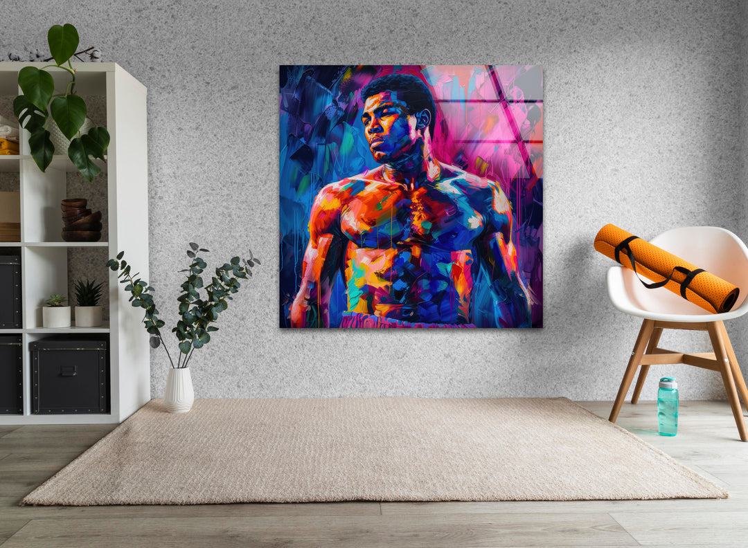 Muhammed Ali Painting Tempered Glass Wall Art Designs