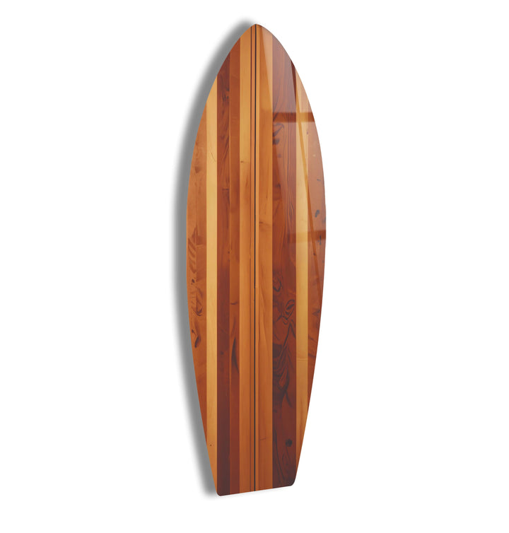 Brown Beige Wood Details Surfboard Wall Art