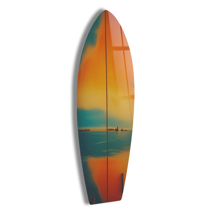 Vintage Sunset Surfboard Wall Art