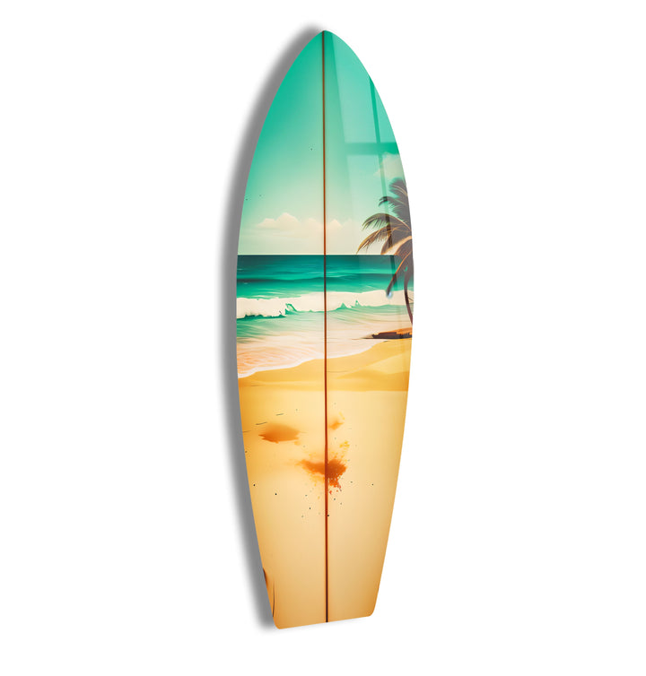 Tropical Beach Surfboard Wall Art