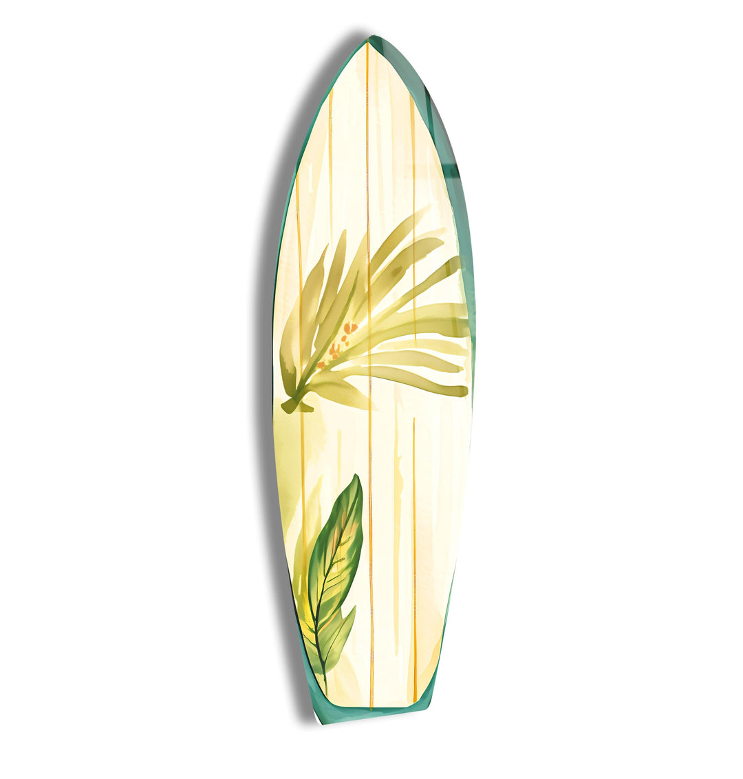 Green Leaf Surfboard Wall Art