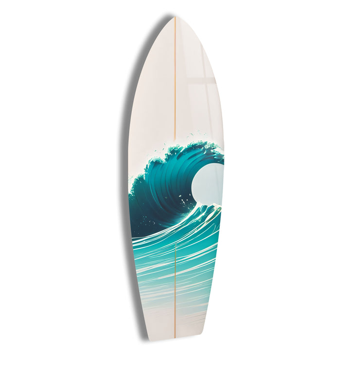 White Sea Waves Surfboard Wall Art