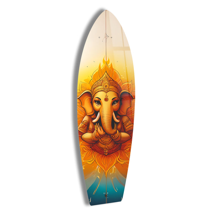 Buddha Orange Surfboard Wall Art