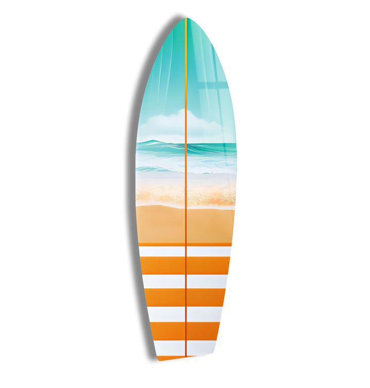 Beauty Sun & Sea Wave Surfboard Wall Art