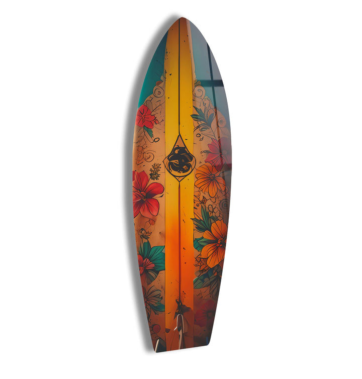 Botanical Vintage Surfboard Wall Art