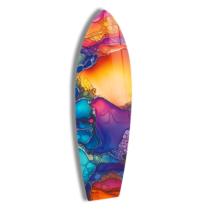 Colored Stained Surfboard Wall Art