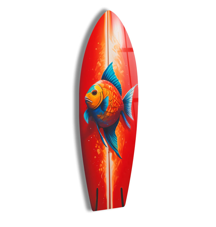 Red Fish Surfboard Wall Art