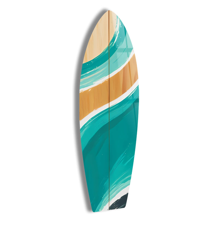 Blue Brown Surfboard Wall Art