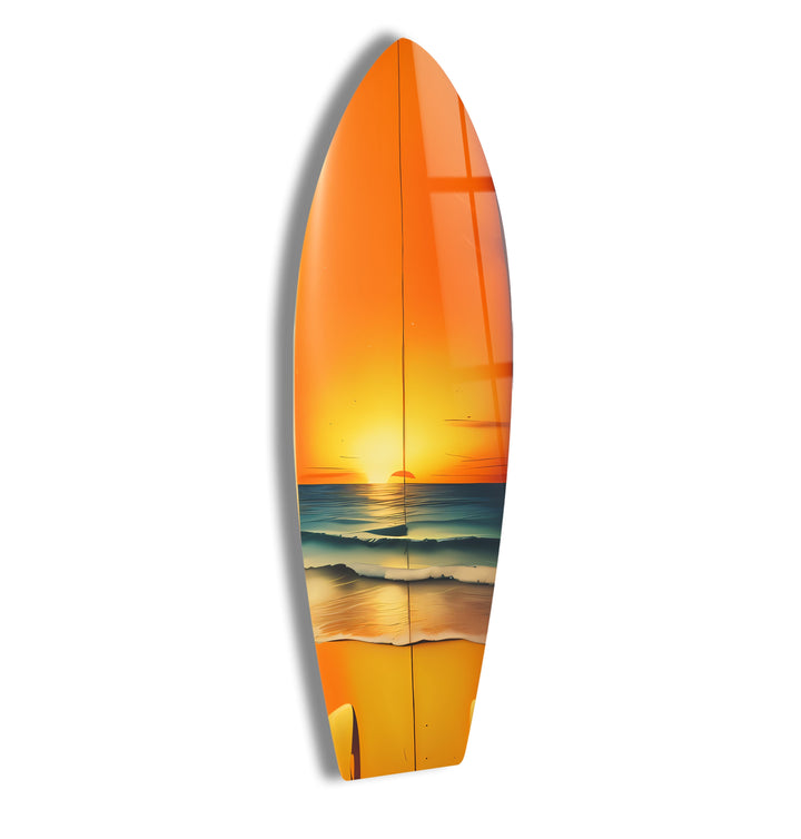 Sunset Ocean Surfboard Wall Art