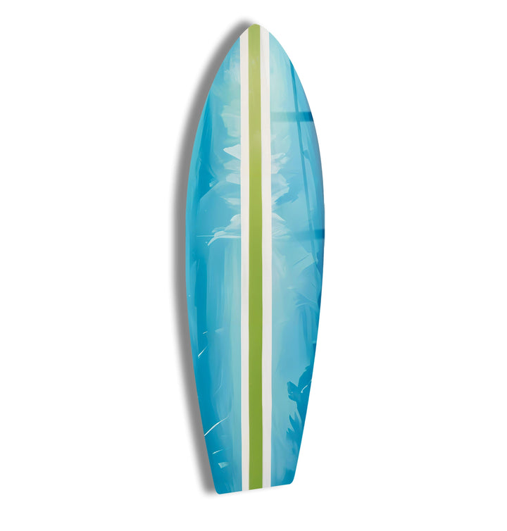 Blue Green Line Surfboard Wall Art