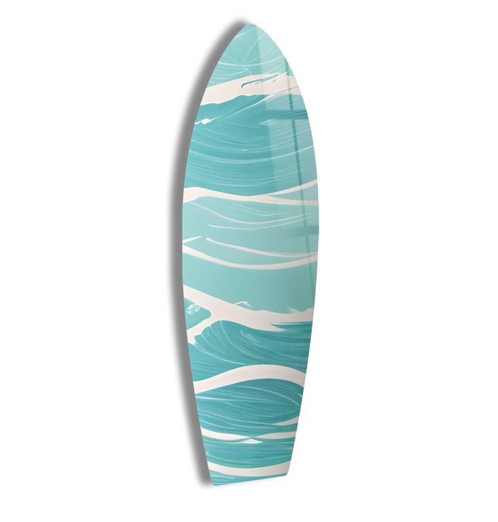 Blue Sea Wave Surfboard Wall Art