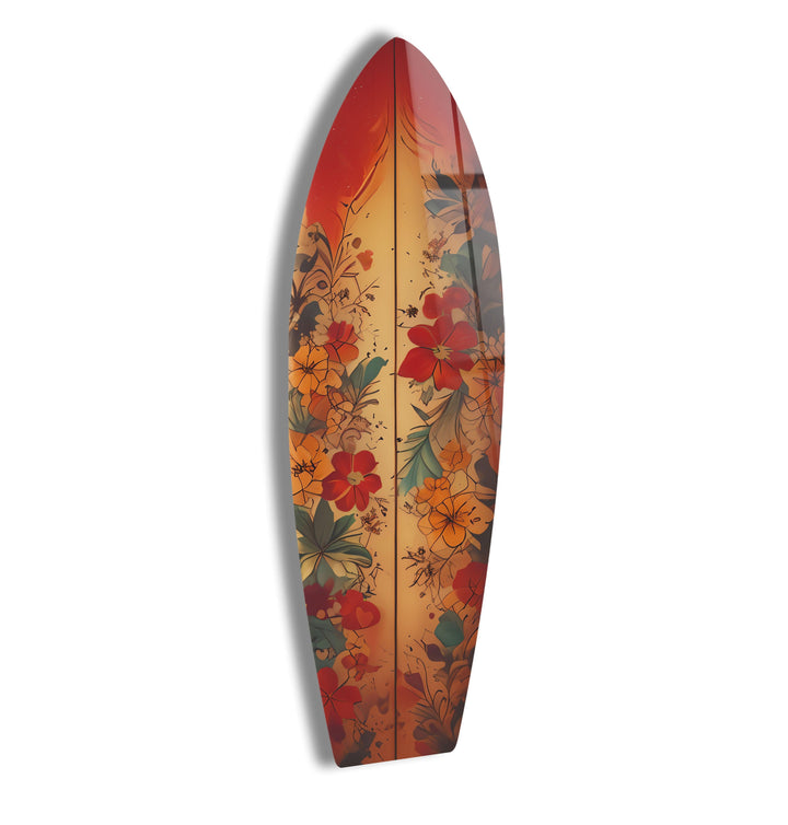 Beauty Vintage Flowers Surfboard Wall Art