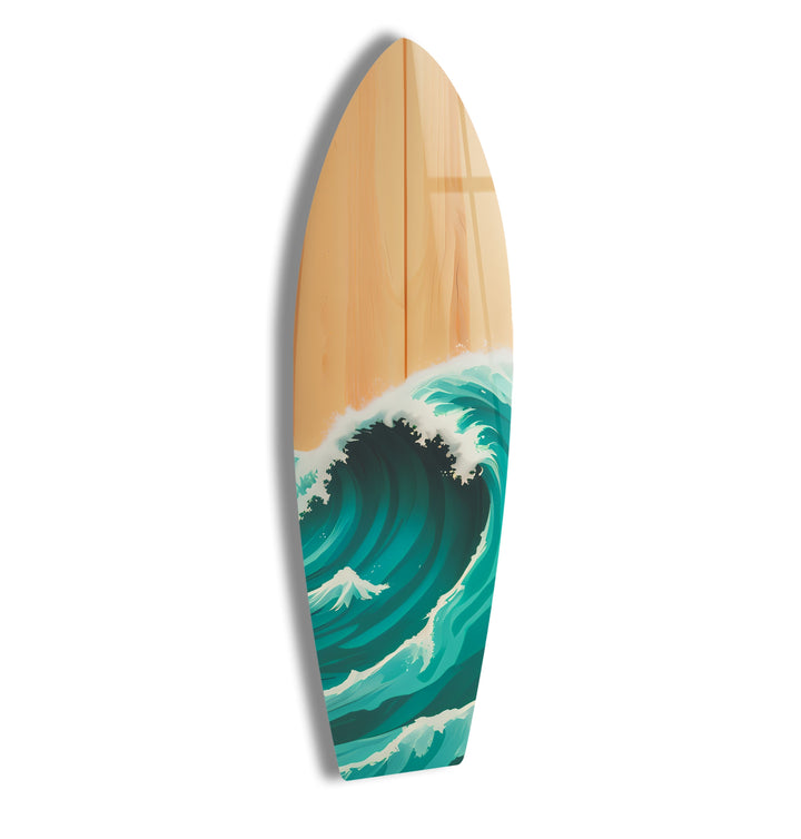 Ocean Waves Surfboard Wall Art