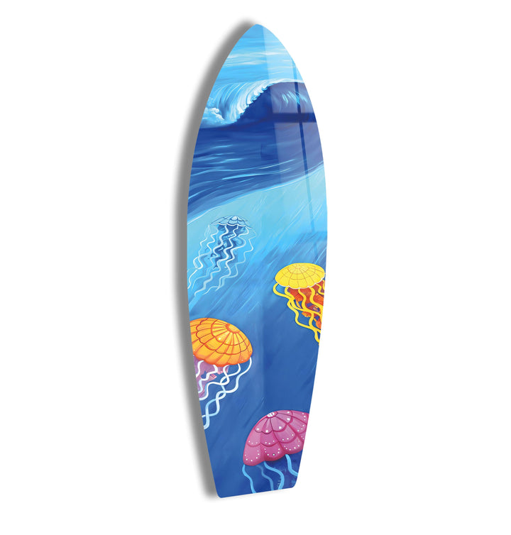 Jellyfishes Surfboard Wall Art