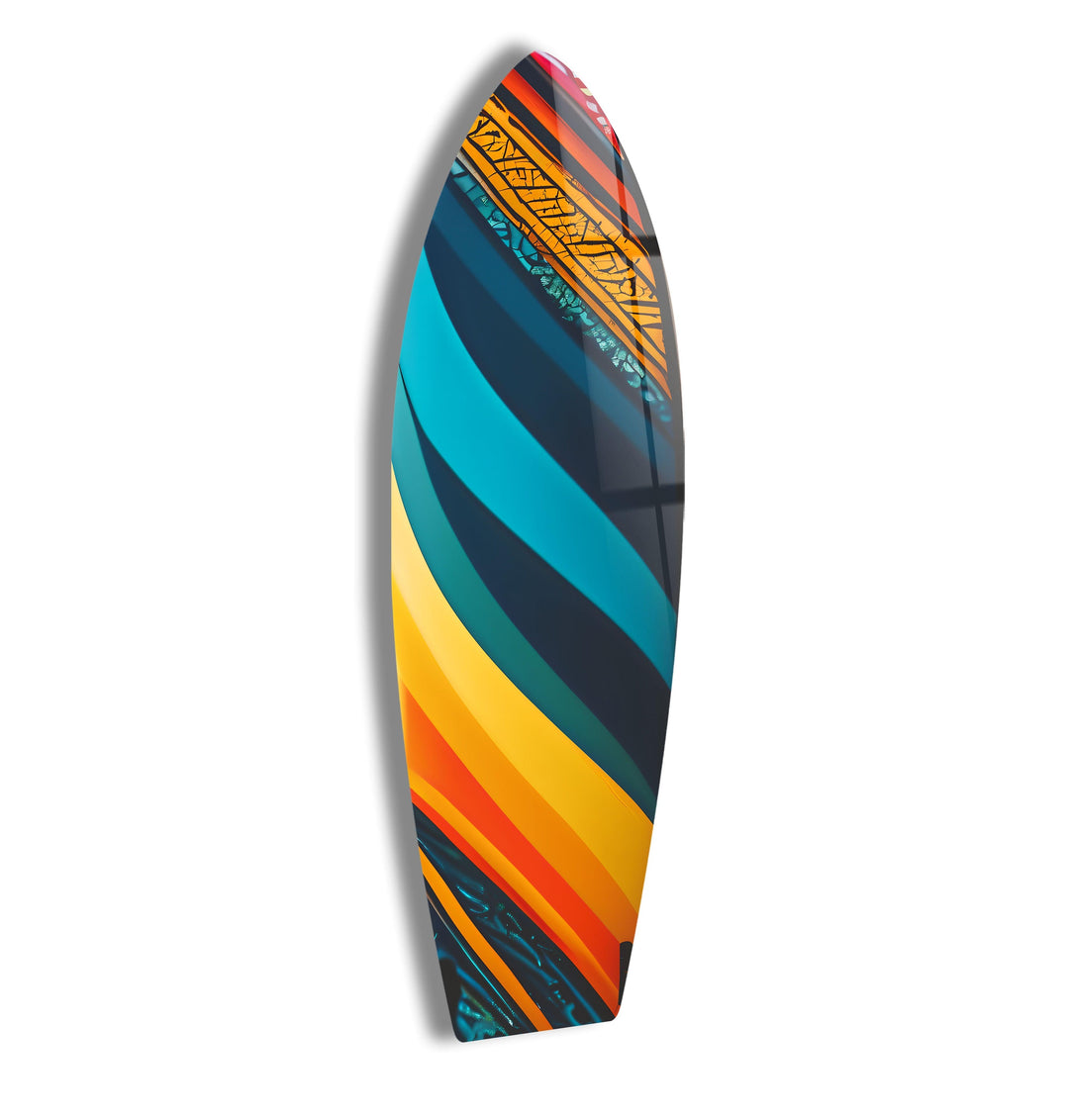 Blue Orange Art Surfboard Wall Art