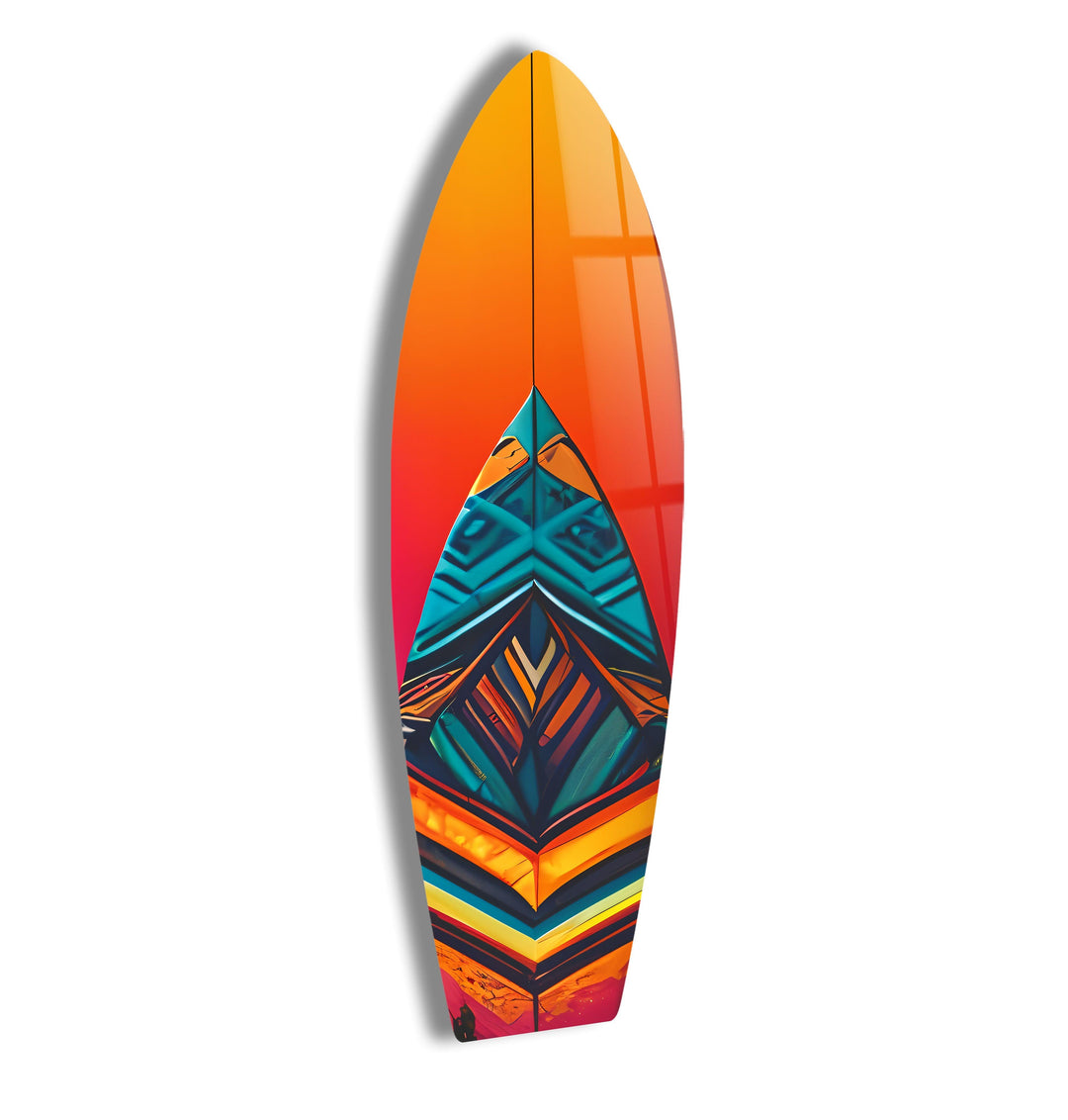 Blue Orange Details Surfboard Wall Art