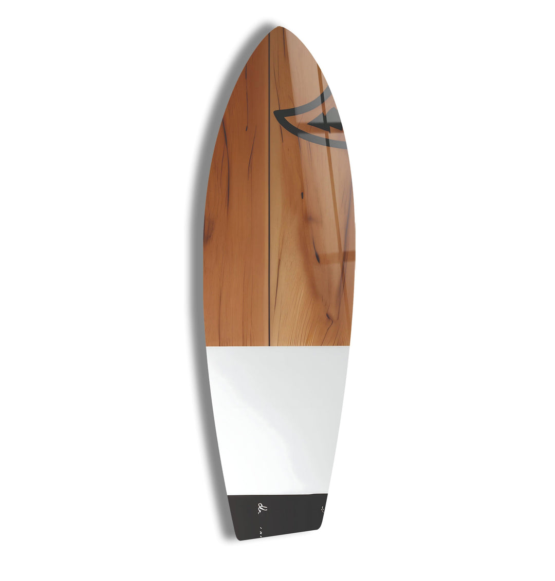 Wood Details White Surfboard Wall Art