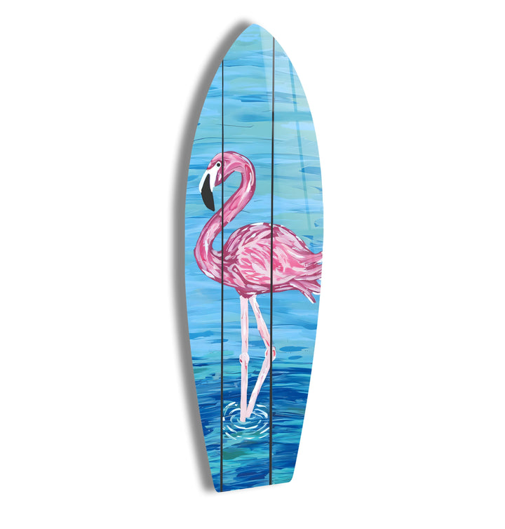 Flamingo Surfboard Wall Art