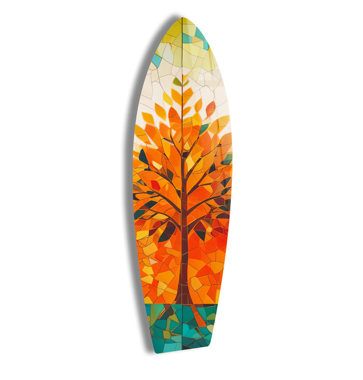 Mosaic Orange Tree Surfboard Wall Art