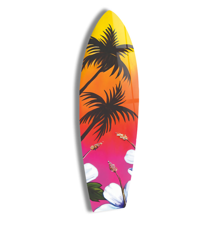 Soft Tropical Surfboard Wall Art