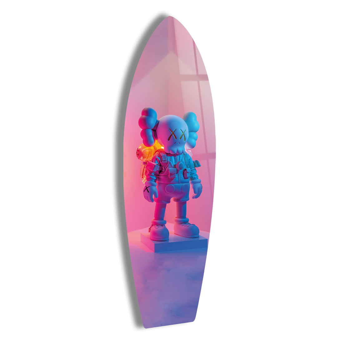 Kaws-Inspired Urban Street Art Surfboard Wall Art – Colorful Figurine Design