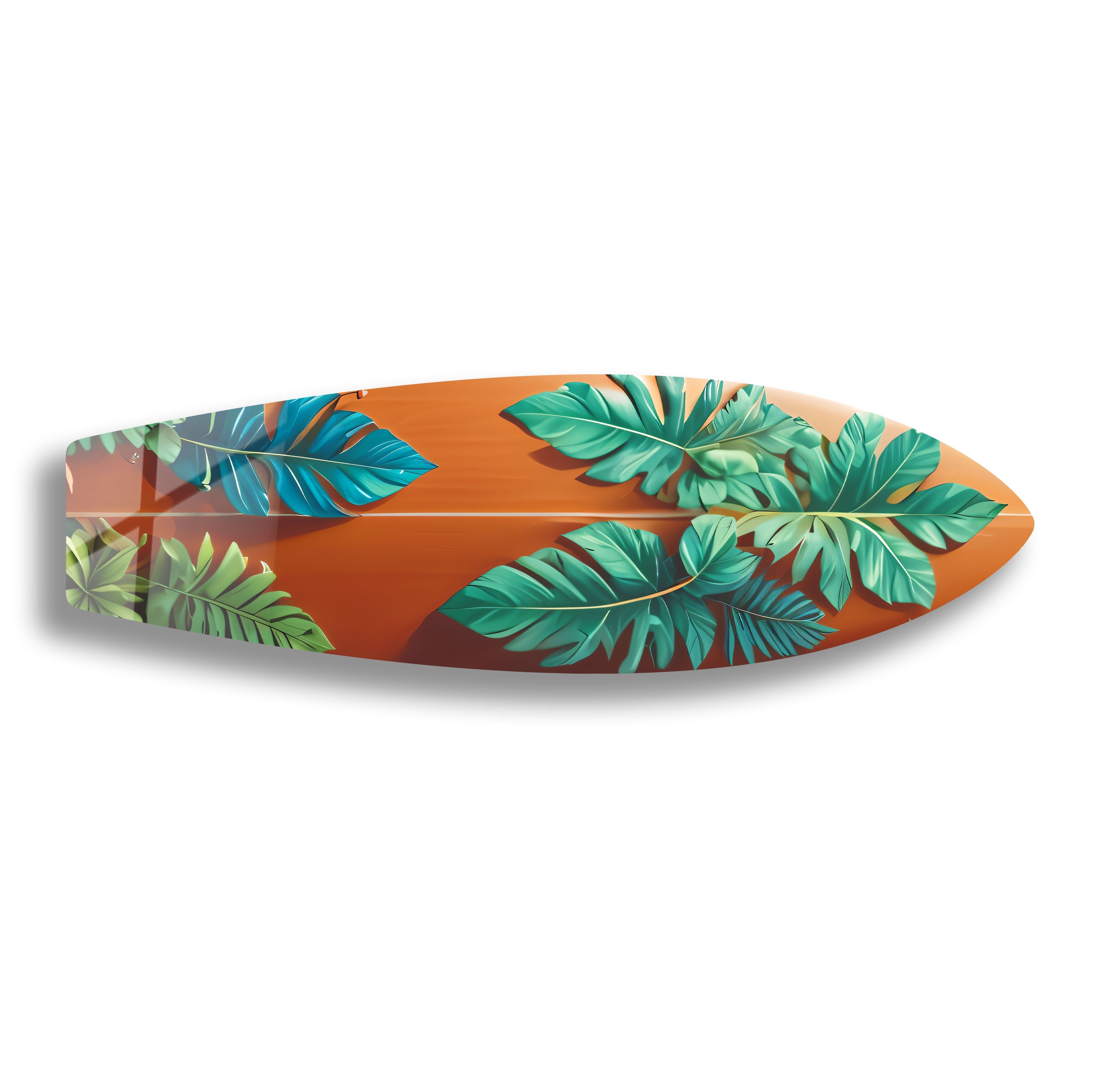 Blue & Green Leafs Surfboard Wall Art