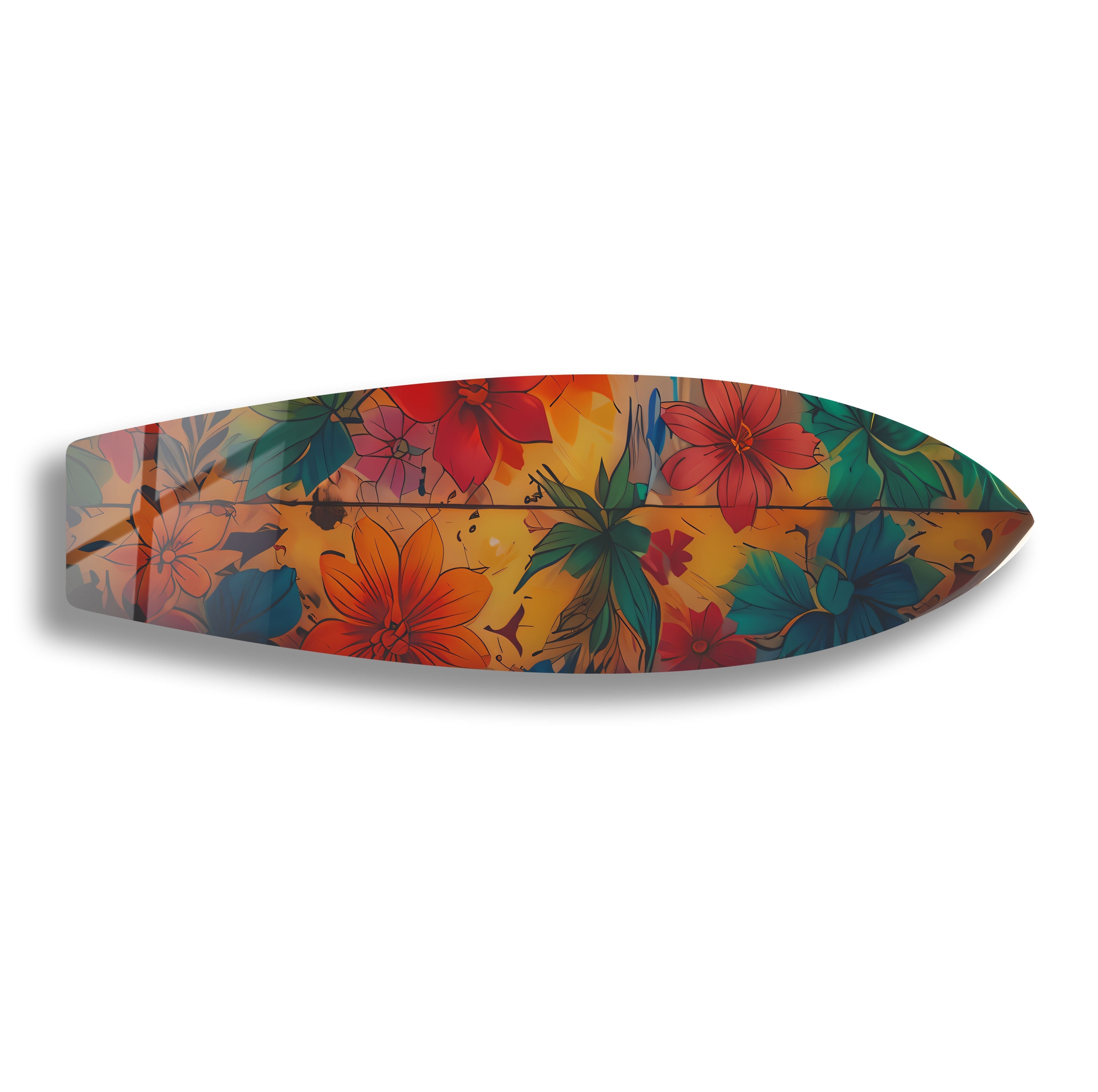 Blue & Red Flowers Surfboard Wall Art