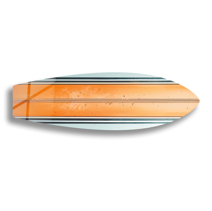 Orange White Lines Surfboard Wall Art