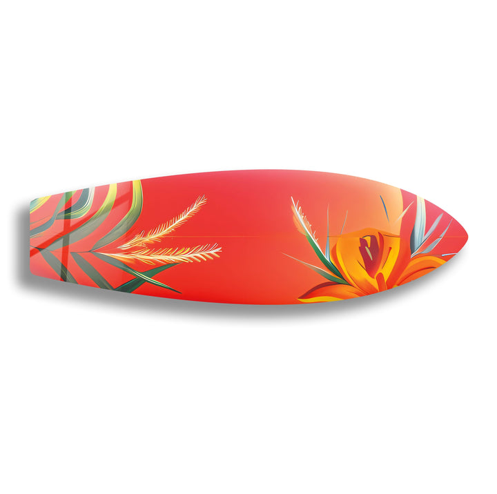 Botanical Red Surfboard Wall Art