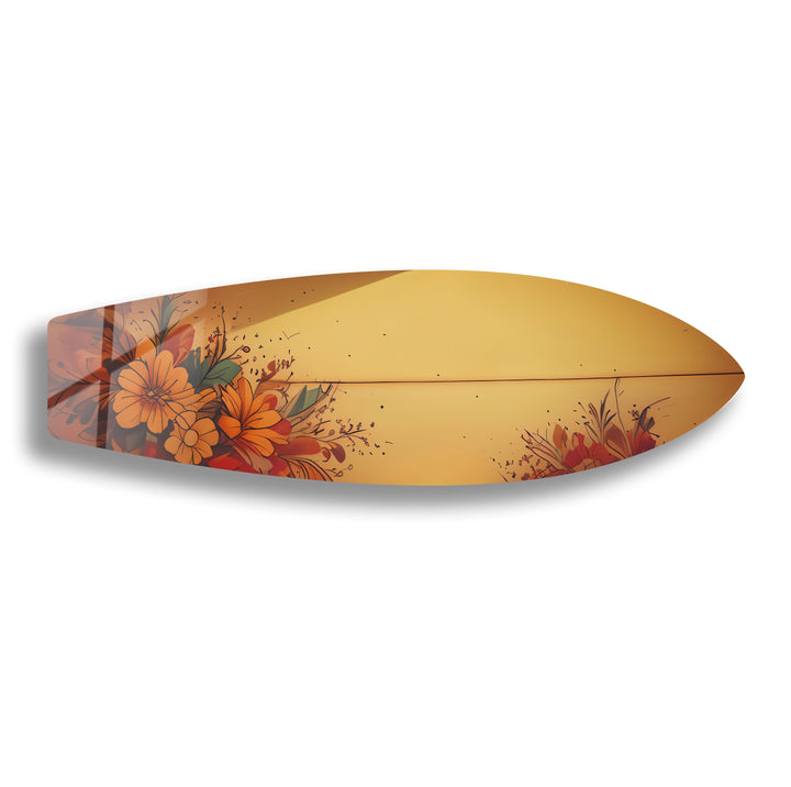 Flower Beige Surfboard Wall Art