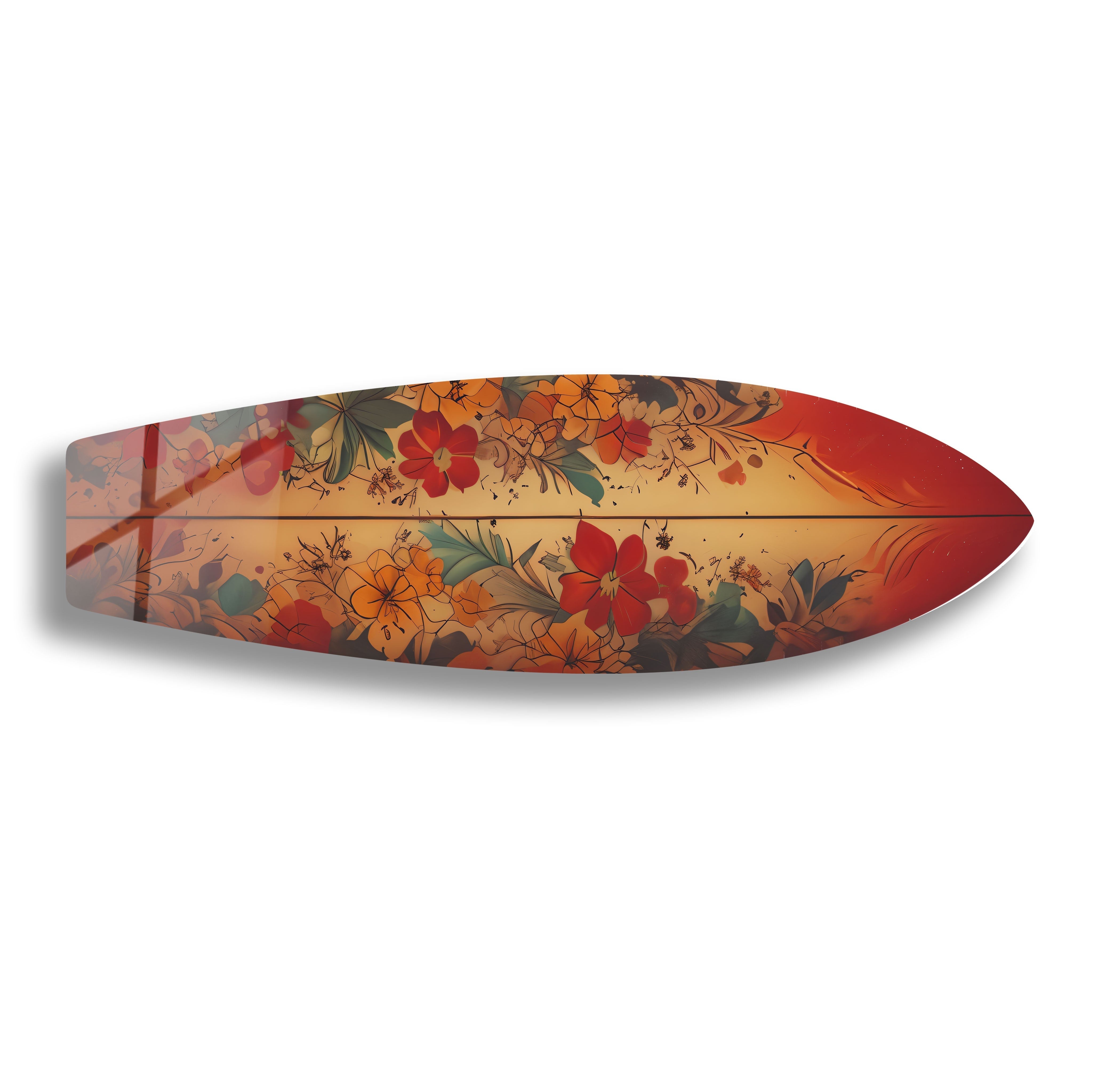 Beauty Vintage Flowers Surfboard Wall Art