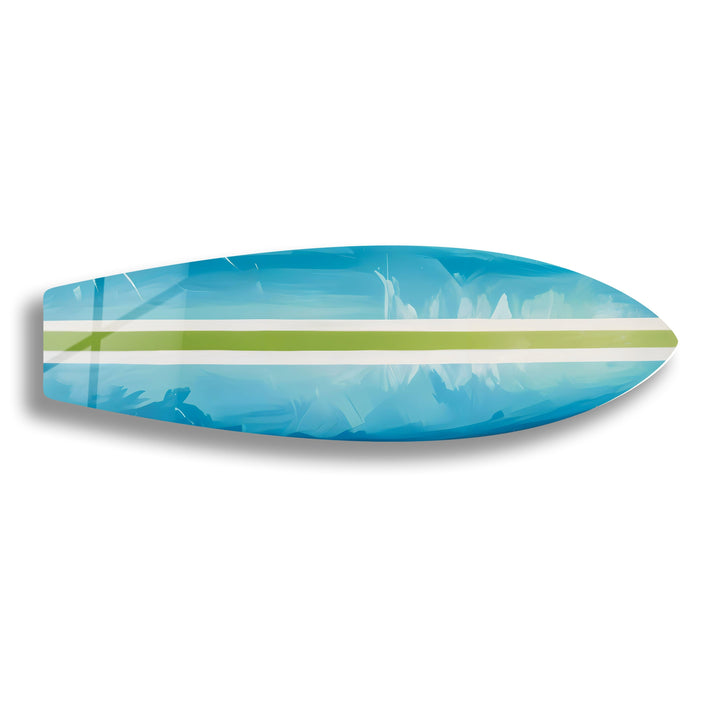 Blue Green Line Surfboard Wall Art