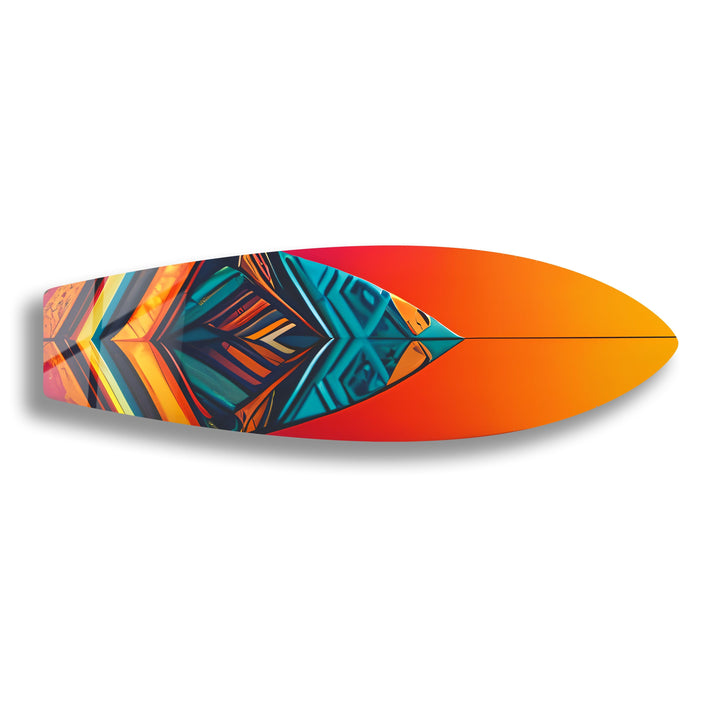 Blue Orange Details Surfboard Wall Art