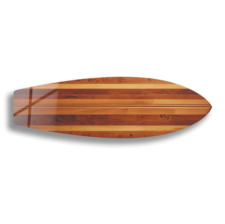 Brown Beige Wood Details Surfboard Wall Art