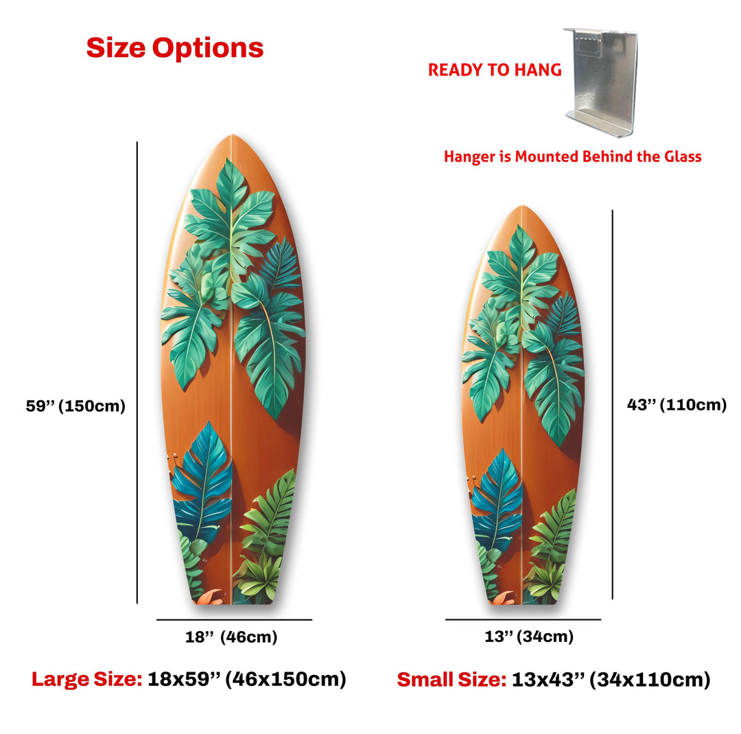 Blue & Green Leafs Surfboard Wall Art