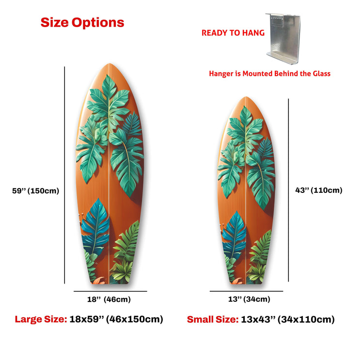 Blue & Green Leafs Surfboard Wall Art