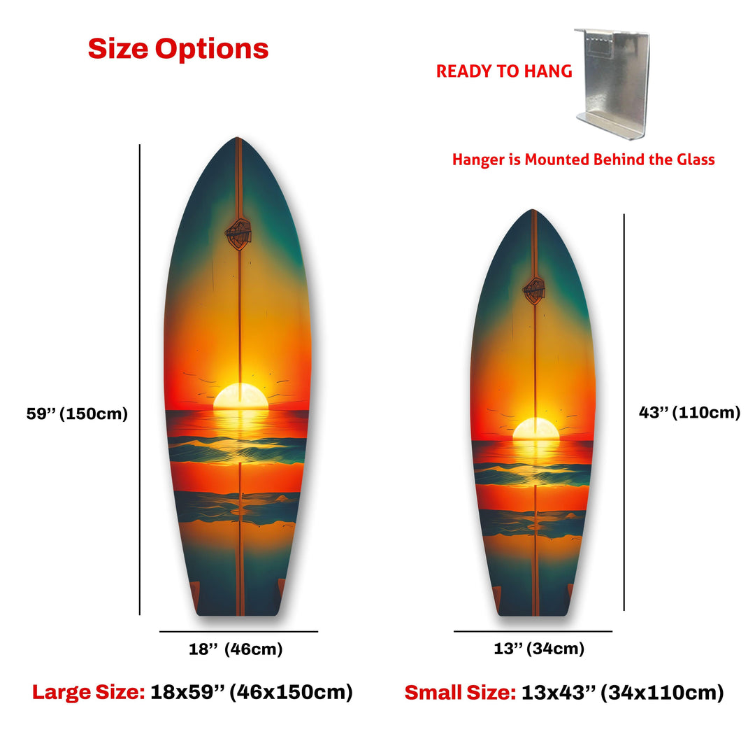 Sunset On The Beach Surfboard Wall Art