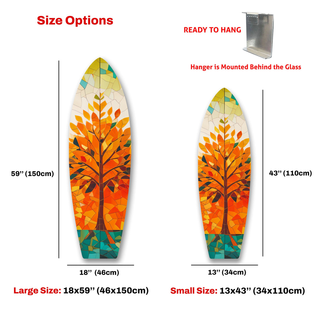 Mosaic Orange Tree Surfboard Wall Art