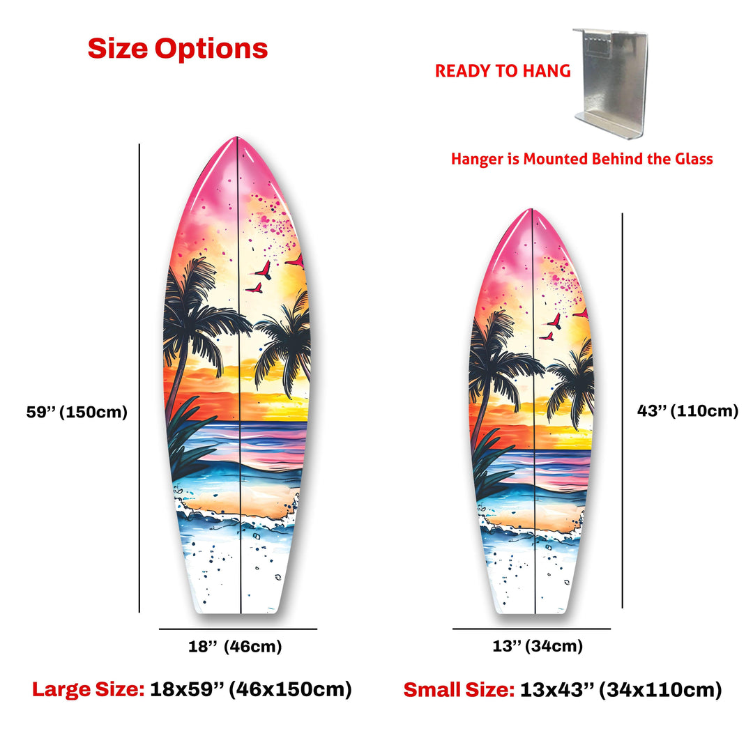 Vivid Colors Tropical Surfboard Wall Art