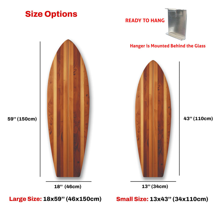 Brown Beige Wood Details Surfboard Wall Art