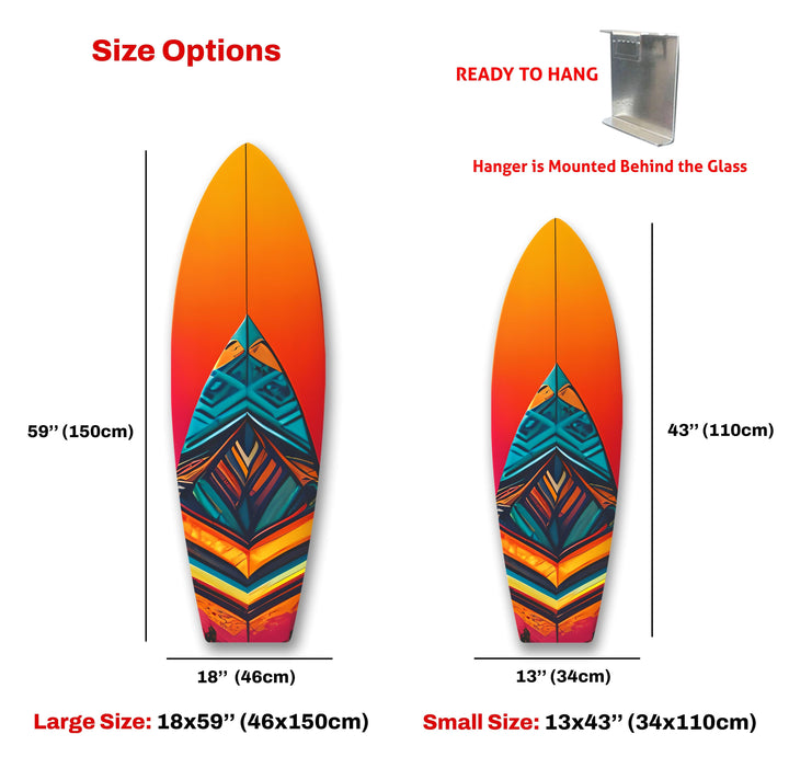 Blue Orange Details Surfboard Wall Art