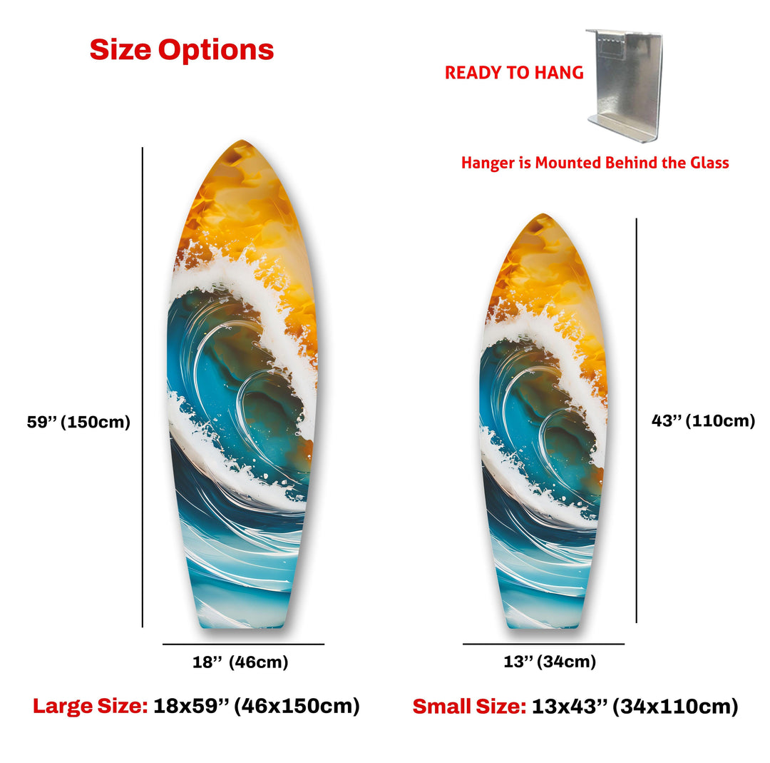 Big Ocean Waves Surfboard Wall Art