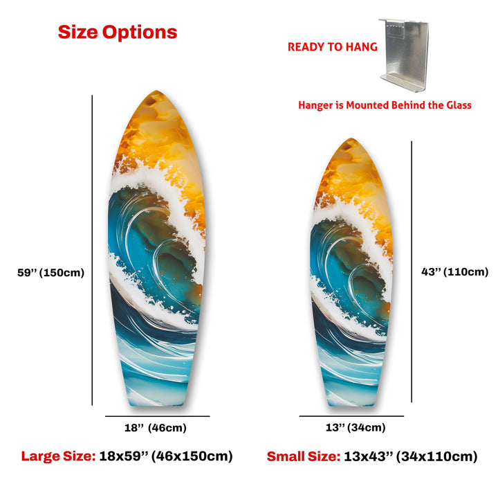 Big Ocean Waves Surfboard Wall Art