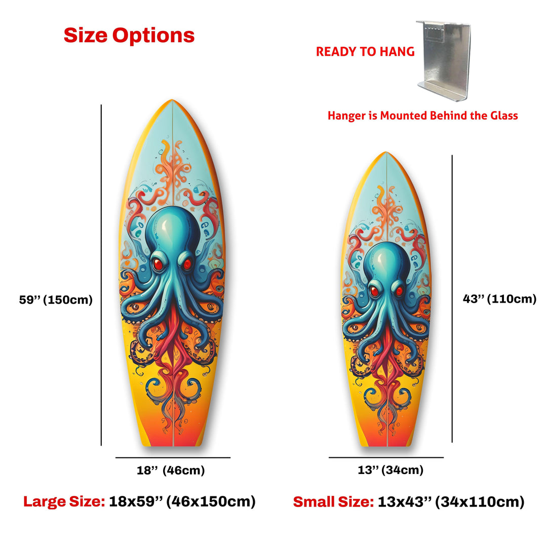 Blue Octopus Surfboard Wall Art