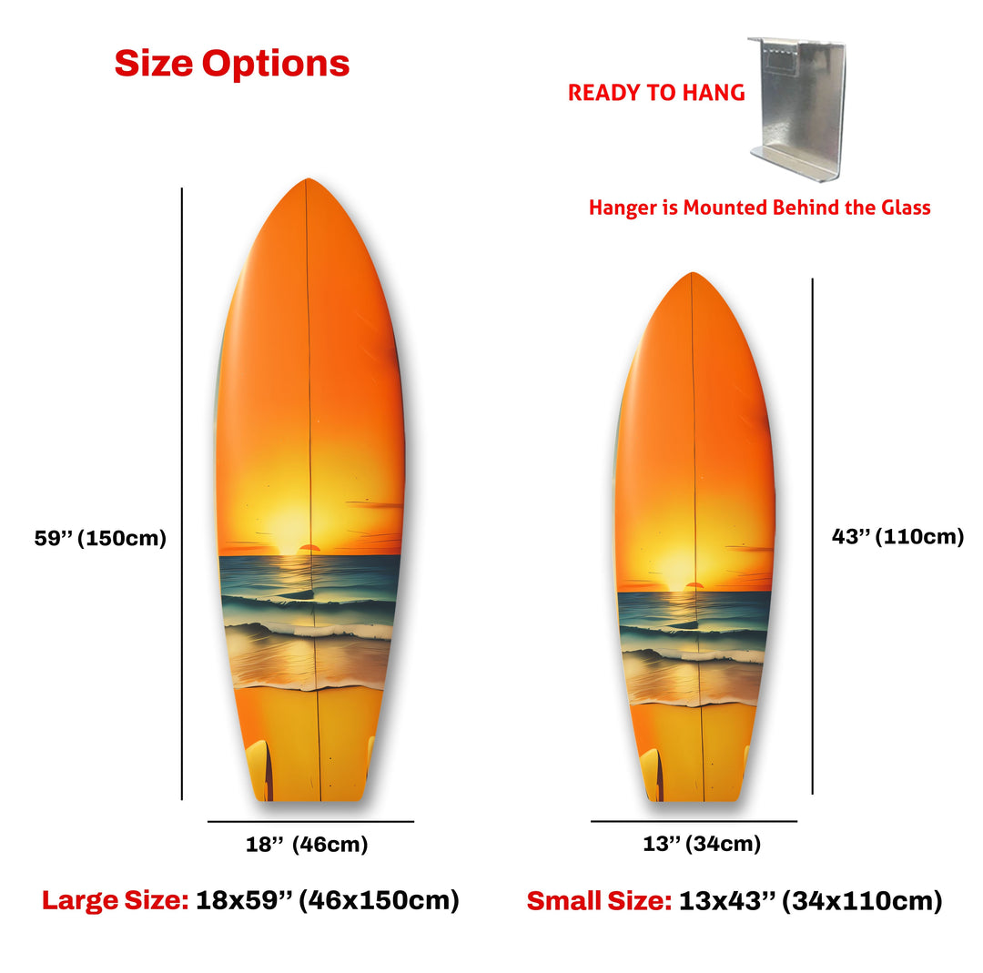 Sunset Ocean Surfboard Wall Art