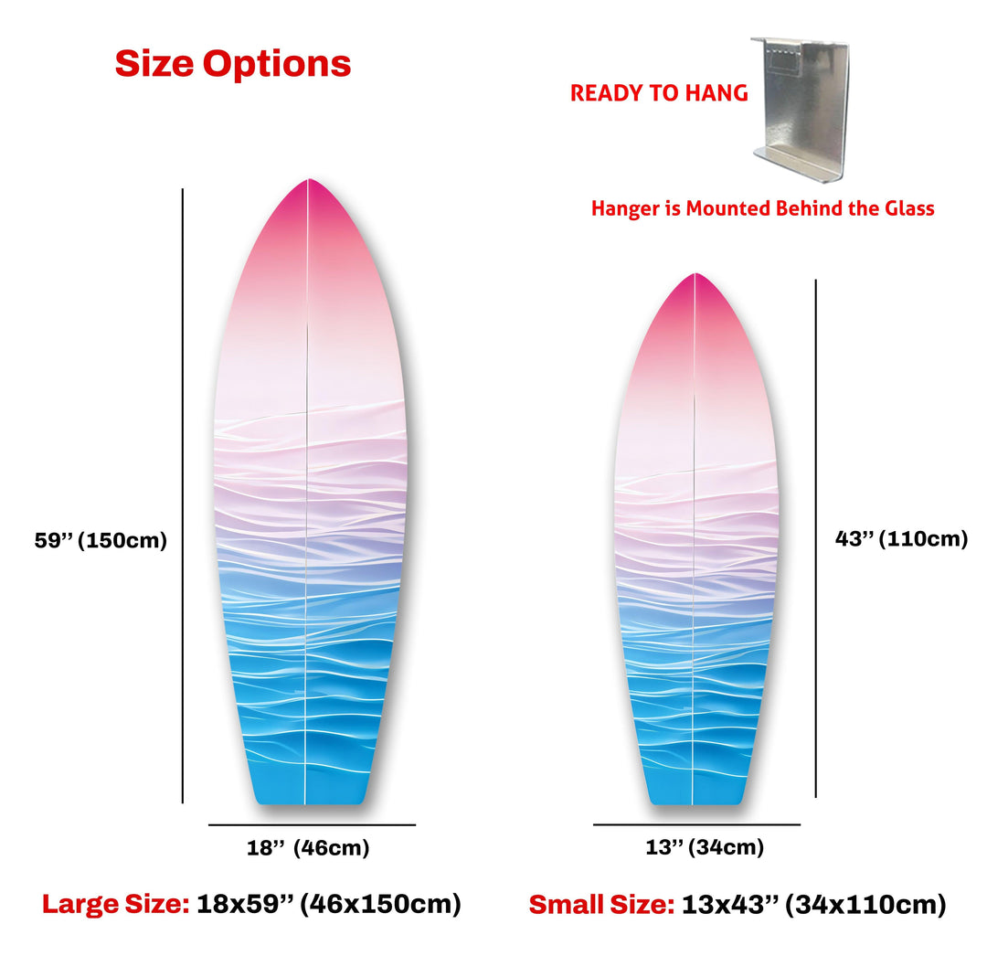 Pink Soft Colors Surfboard Wall Art